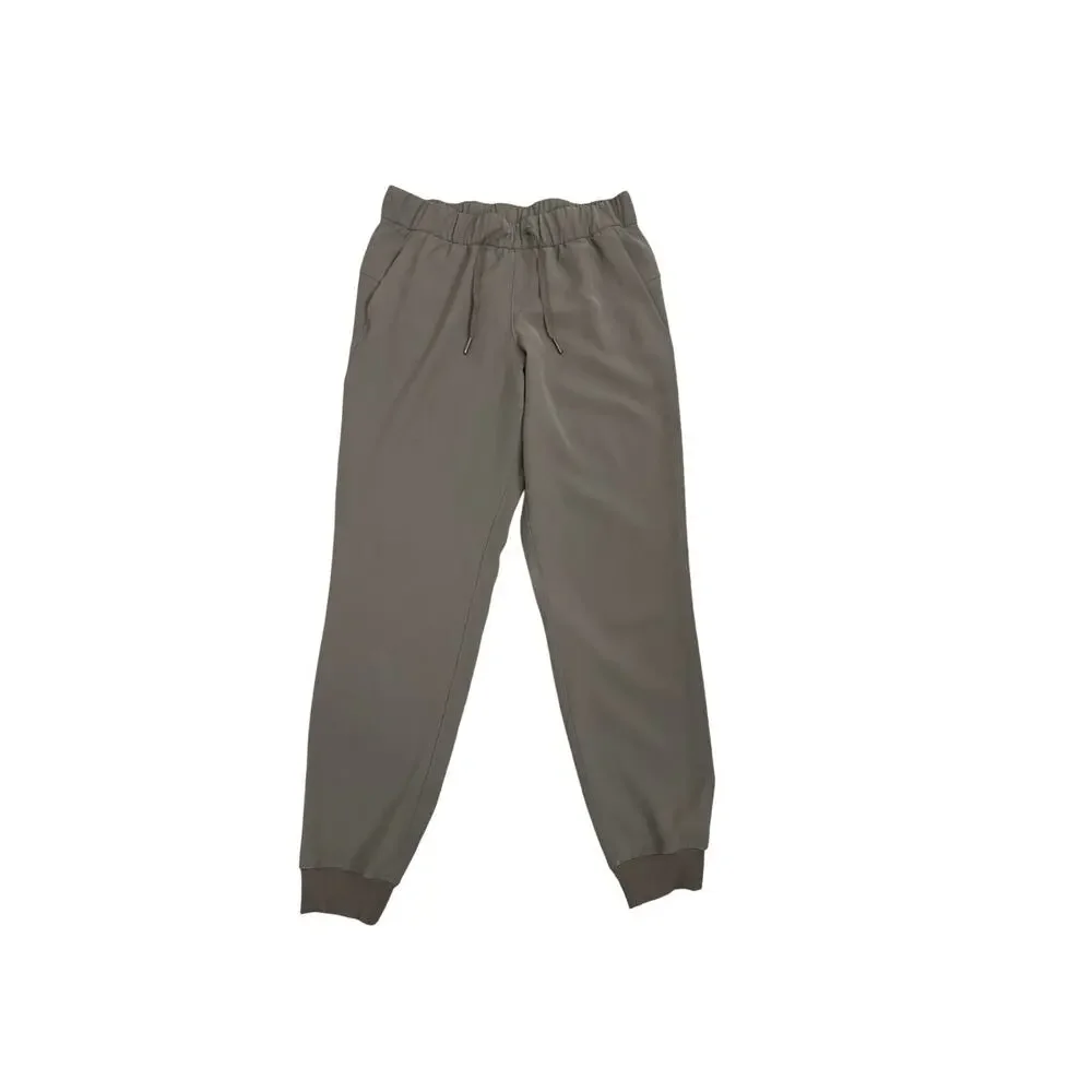 Lululemon On The Fly Joggers Khaki Drawstring Loose Fit Pants Size Women's 6